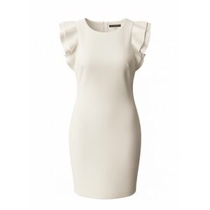 Tommy Hilfiger Women's Scuba Flutter Sleeve Sheath Dress Ivory Size 6 NWT
